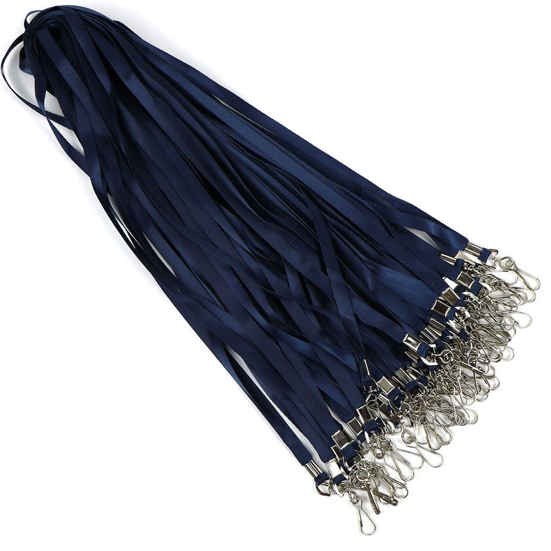 Beebel Navy Blue Lanyard Bulk Lanyards for Id Badges Flat Lanyard with Badge Clip Swivel Hook 50 Pack (Navy Blue) - Image 5